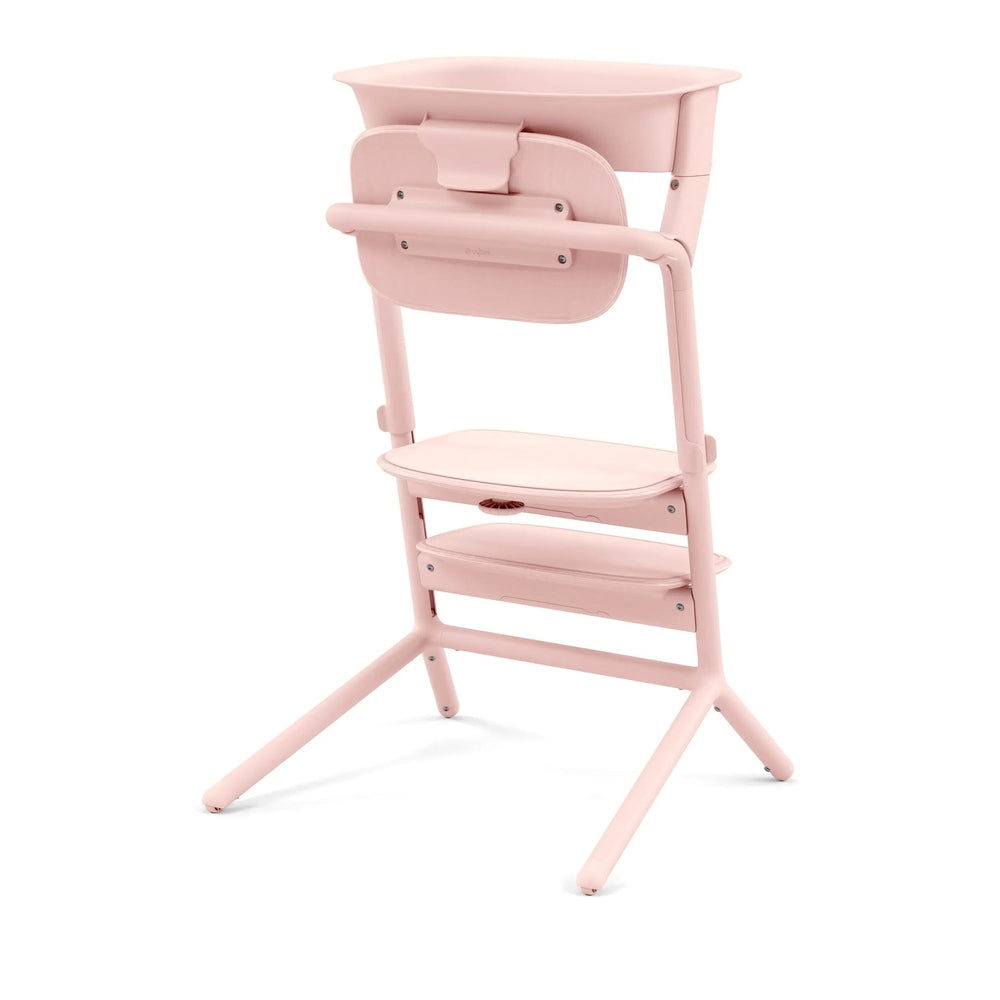 Cybex Lemo Training Tower in pink, with integrated tray, stepping platform, and sturdy tripod legs.