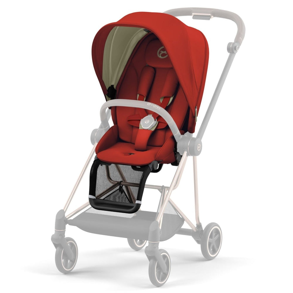 CYBEX Mios 3 Seat Pack stroller in red with white frame and 5-point harness