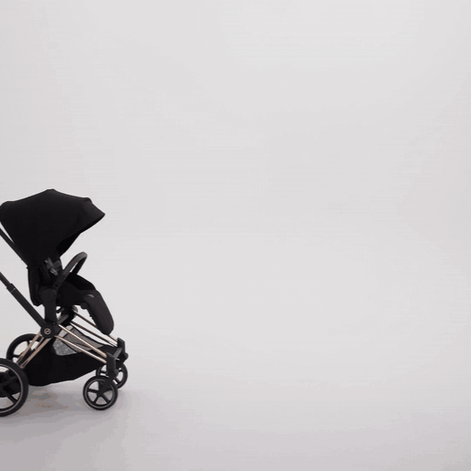 CYBEX e-Priam Smart Hill Support animated GIF showing e-powered assistance on hills.