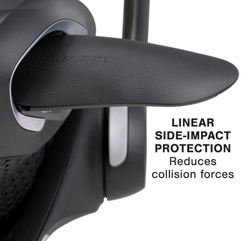 CYBEX Priam 4 Stroller Rose Gold/Sepia Black, close-up of textured armrest showcasing L.S.P System.