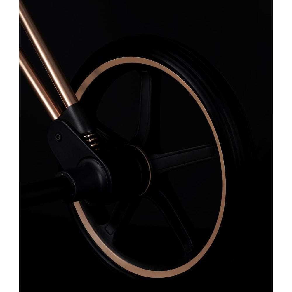 Cybex Priam 4 stroller wheel with rose-gold rim and black frame