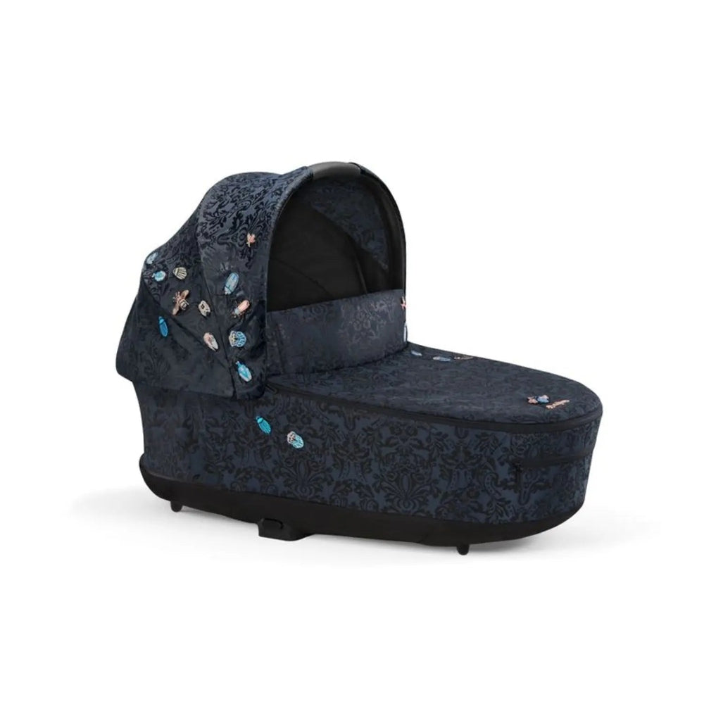 Cybex Priam Carry Cot Limited Edition in dark blue damask with hood, for newborns