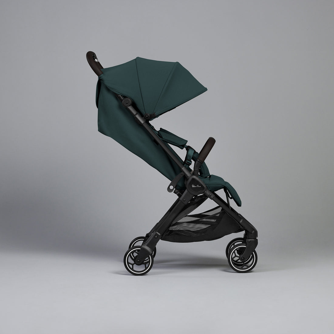Silver Cross Clic stroller in Conifer side profile with extended canopy