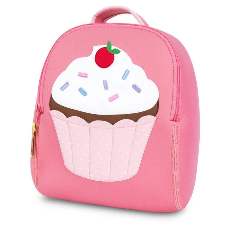 Dabbawalla cupcake toddler backpack in pink with white frosting and colorful sprinkles
