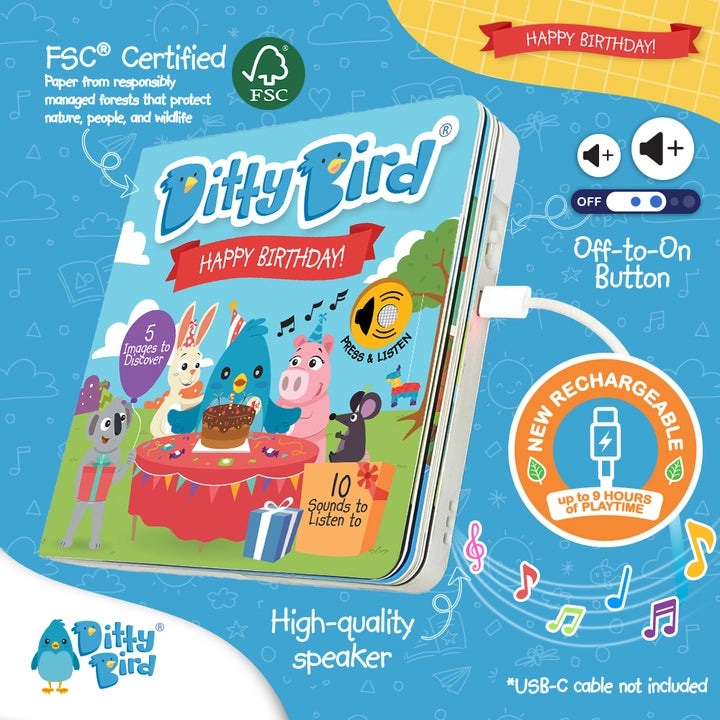 Ditty Bird Sound Book Happy Birthday USB-C Rechargeable