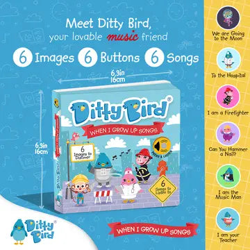 Ditty Bird Sound Book When I Grow Up Career Songs USB-C Rechargeable