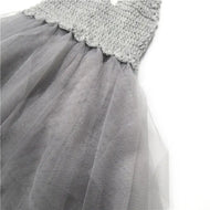 Dolly By Le Petit Tom Crochet Tutu Dress V-Neck Silver Grey
