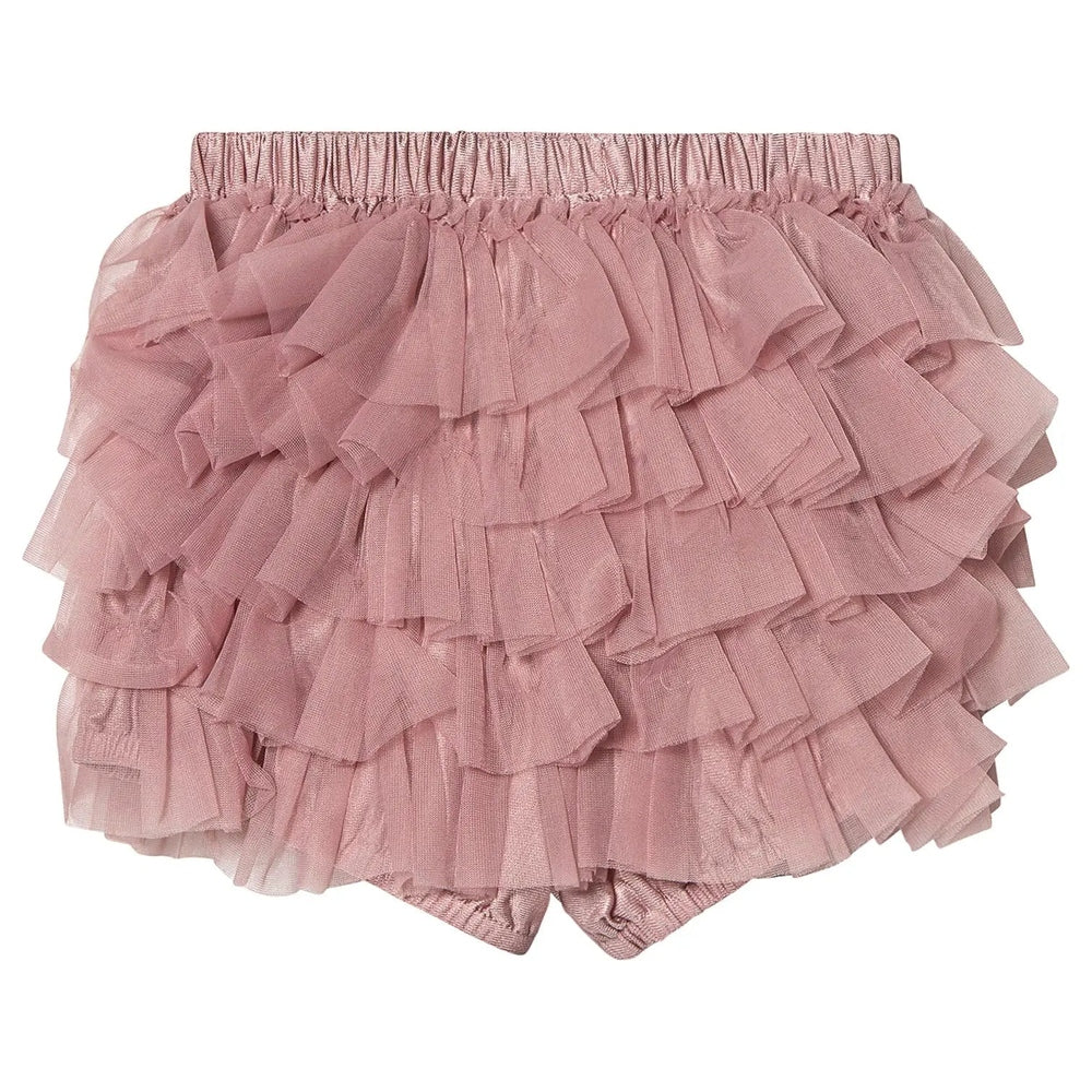 Dolly By Le Petit Tom Frilly Pants Tutu Bloomer Mauve for babies with layered tulle ruffles.