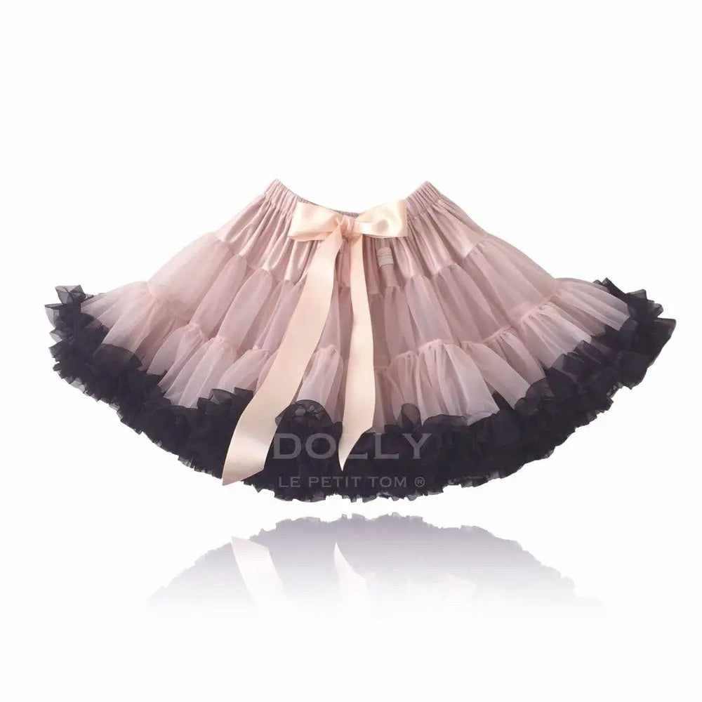 DOLLY BY LE PETIT TOM Pettiskirt Queen of Contrast ballet pink with black tulle, pink satin bow at waist