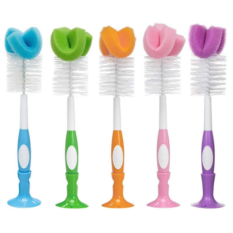 Dr. Brown's bottle brushes color assortment set of 5 in blue, green, orange, pink, purple