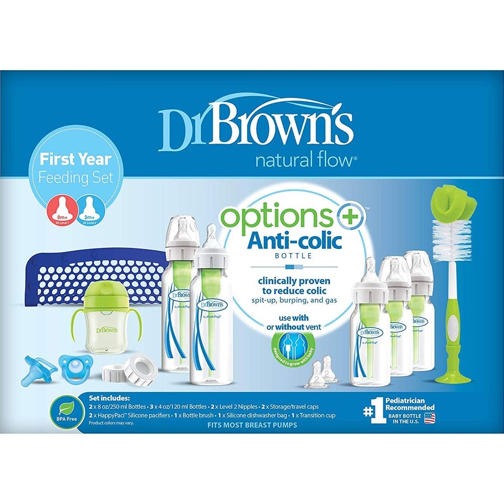Dr. Brown's Options+ Baby Narrow Bottles First Year Feeding Gift Set