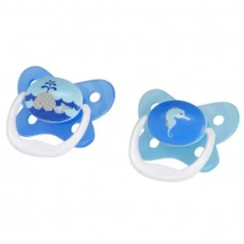 Dr. Brown's PV Printed Shield Pacifier set: two blue shields with ocean prints, laid side by side.