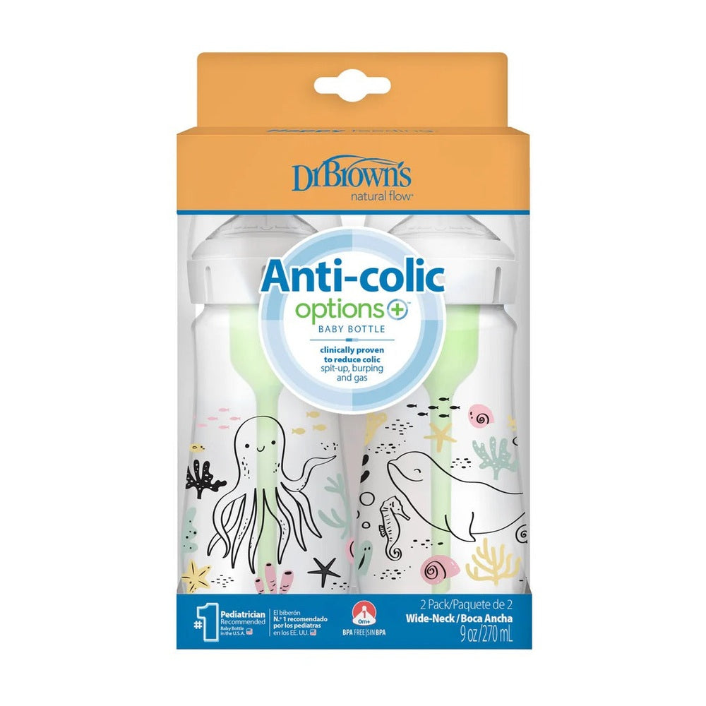 Dr. Brown's Wide Neck Anti-Colic Options Bottle 2-Pack 9 oz/270 ml