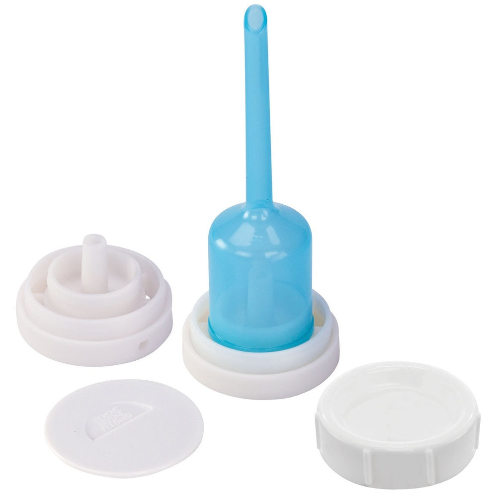 Dr. Brown's 8 oz wide-neck bottle replacement parts set; blue valve with white rings and cap, 4 pieces