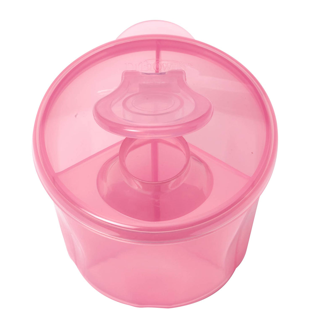 Pink formula dispenser with a lid