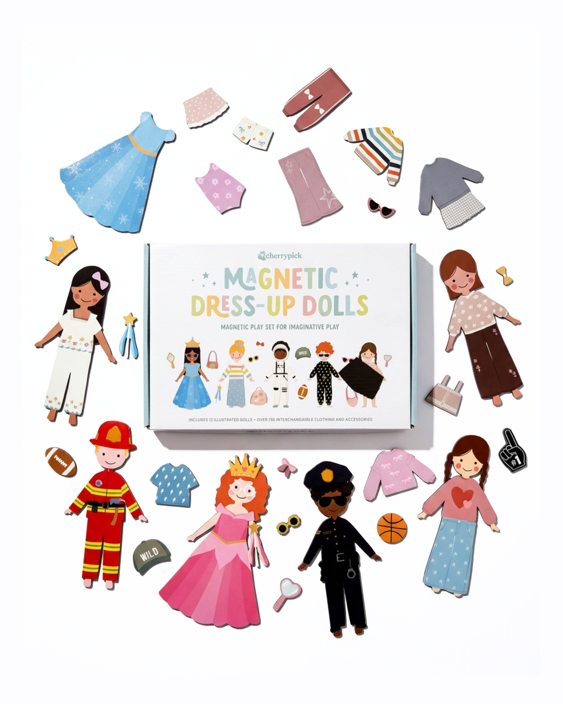 Cherrypick Magnetic Dress-Up Dolls Play Set box and pieces