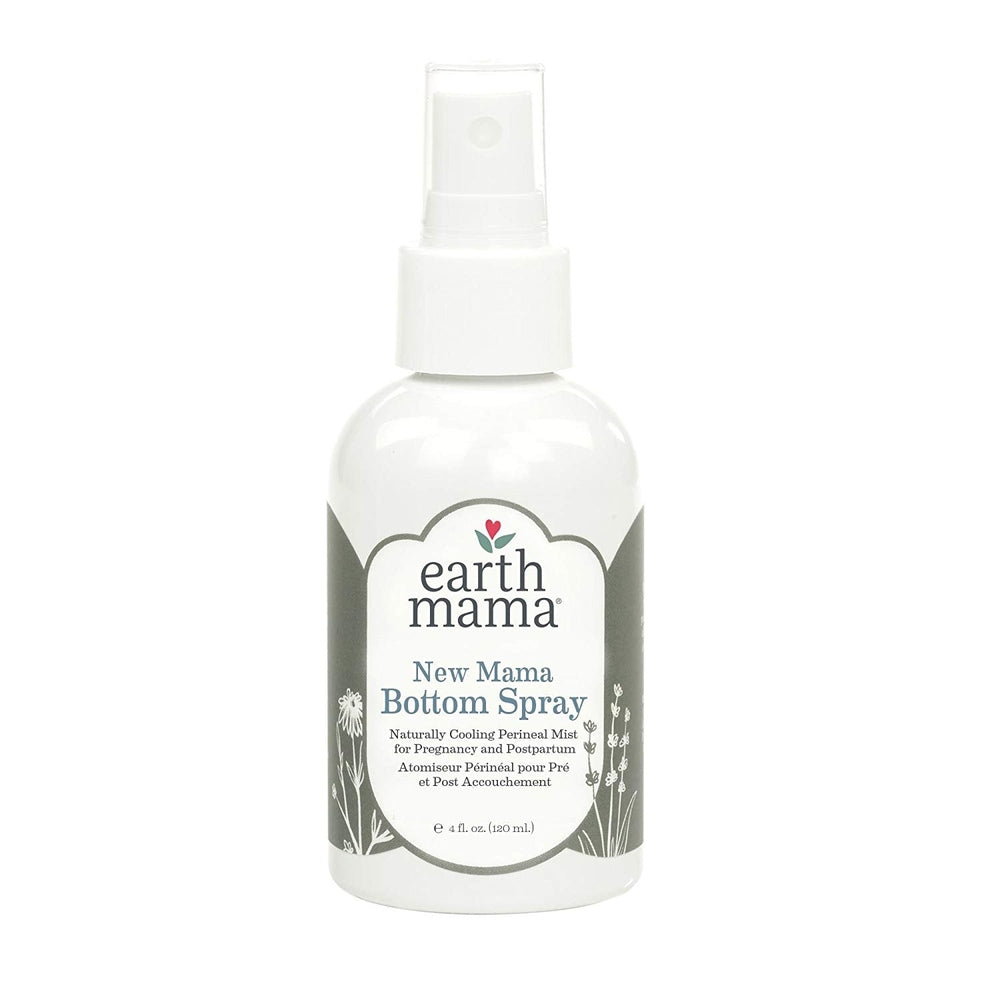 Earth Mama New Mama Bottom Spray 120 ml in a white bottle with spray nozzle.