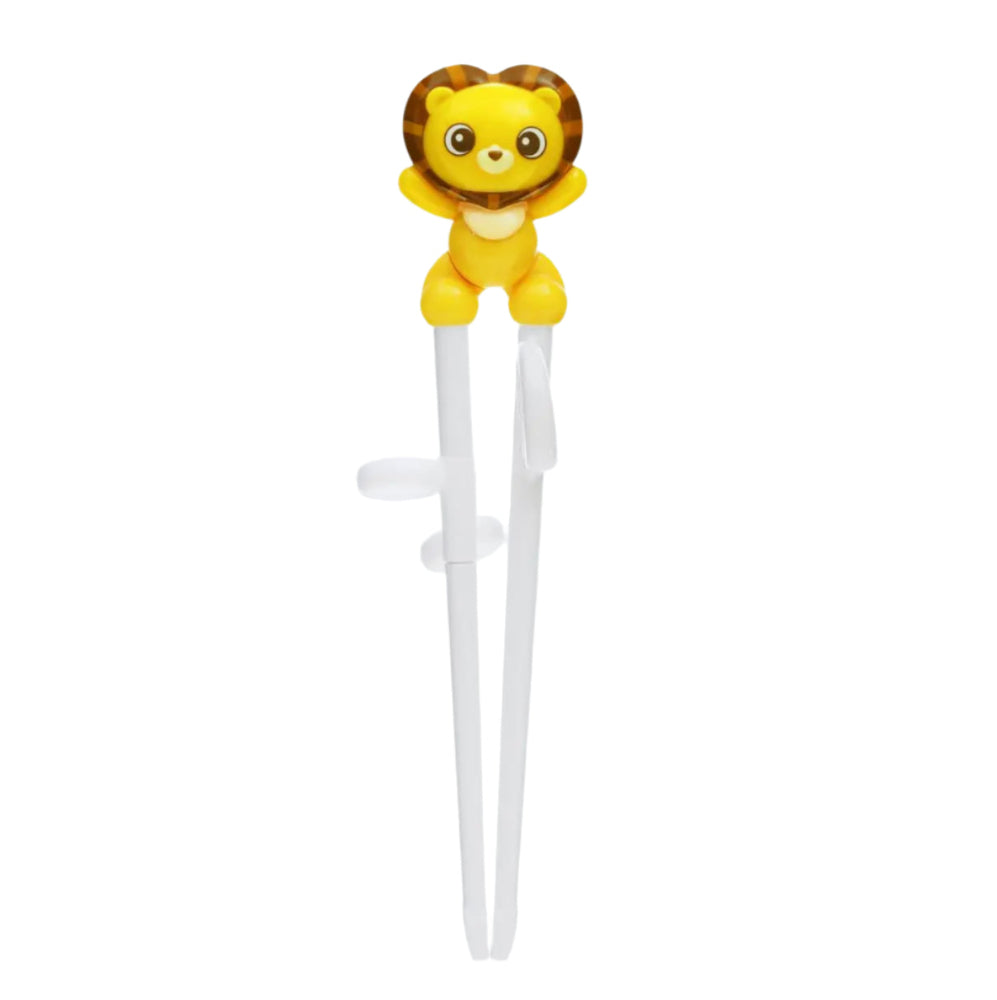 Edison Chopsticks (Right-Handed) training chopsticks with a yellow lion topper, kid-friendly for beginners