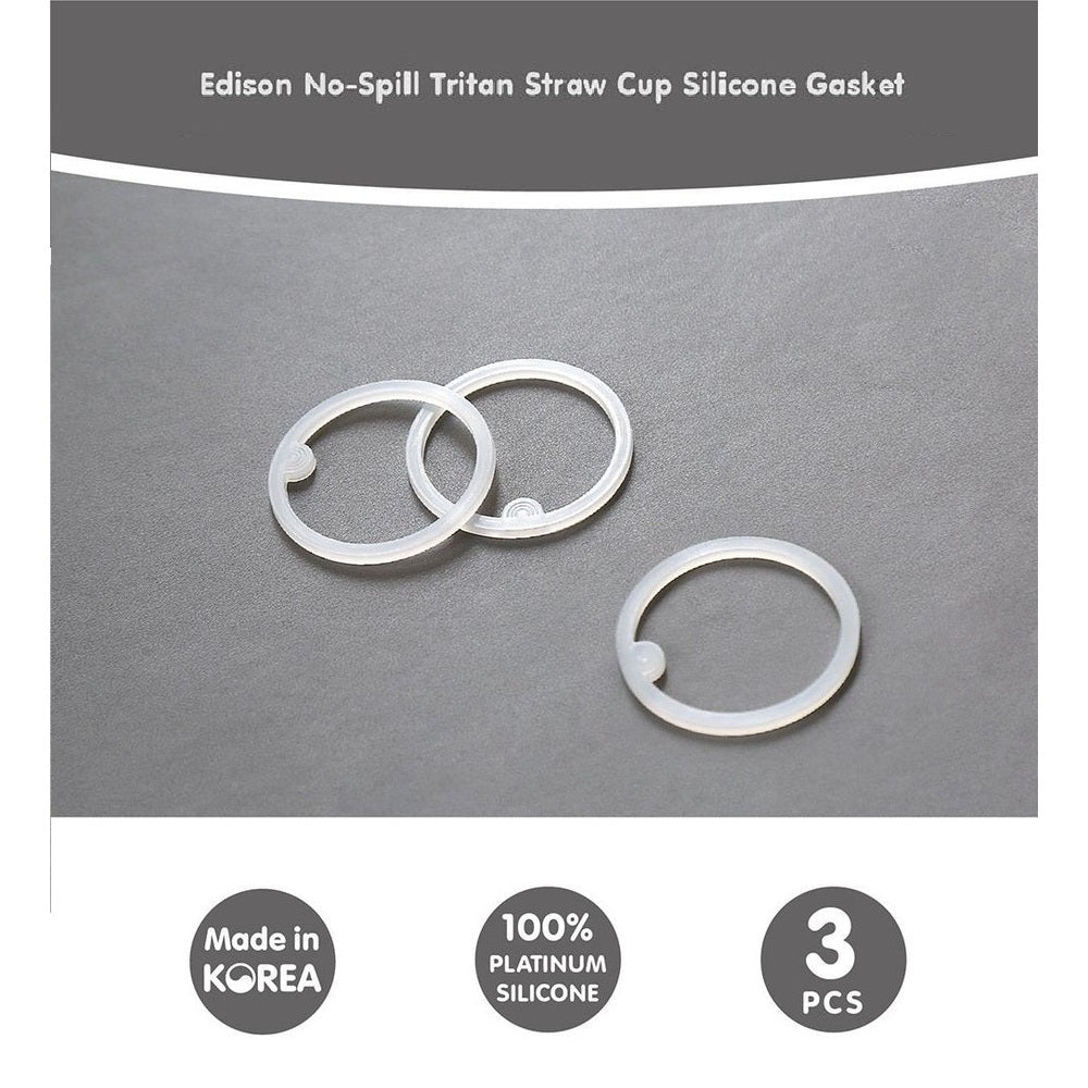 Edison No-Spill Tritan Straw Cup silicone gasket set, 3 pcs, white silicone, Made in Korea