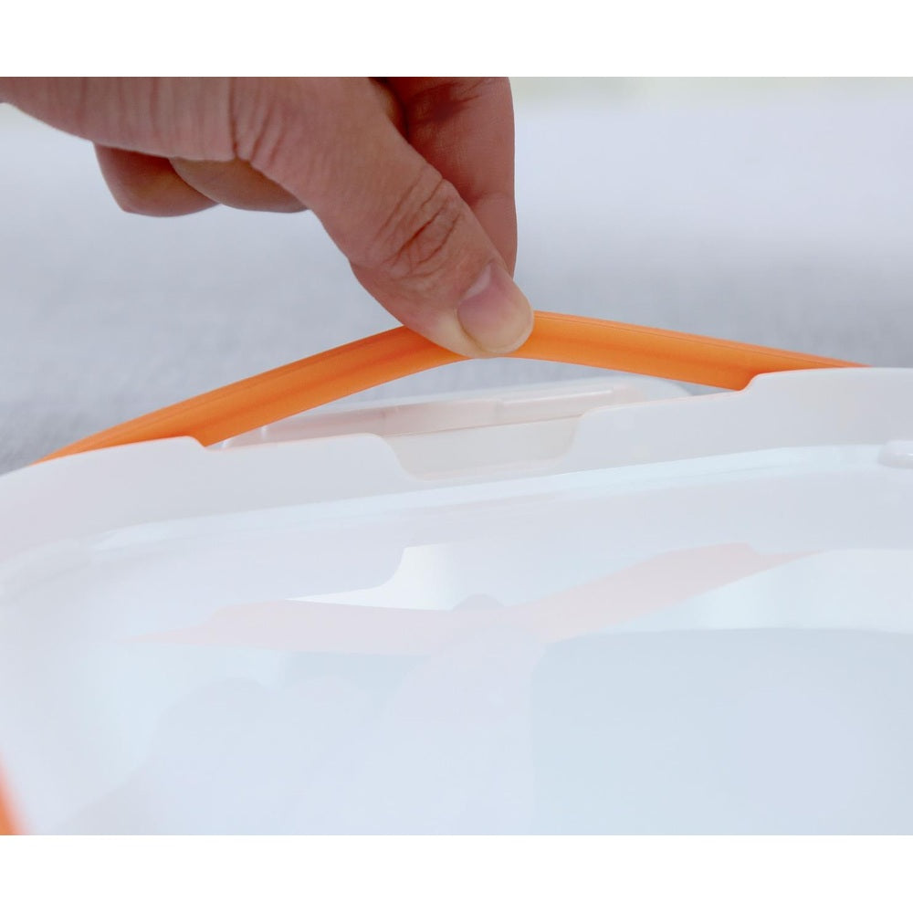 Edison Owl dual non-slip stainless lunch box with orange lid and pouch