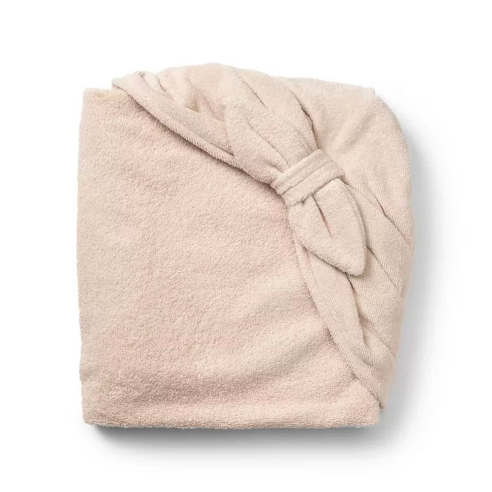 Elodie Details hooded towel powder pink with bow, soft terry bath accessory for baby
