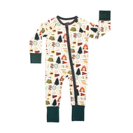 Emerson And Friends Camp Emerson Bamboo Convertible Baby Pajamas Green And Multi