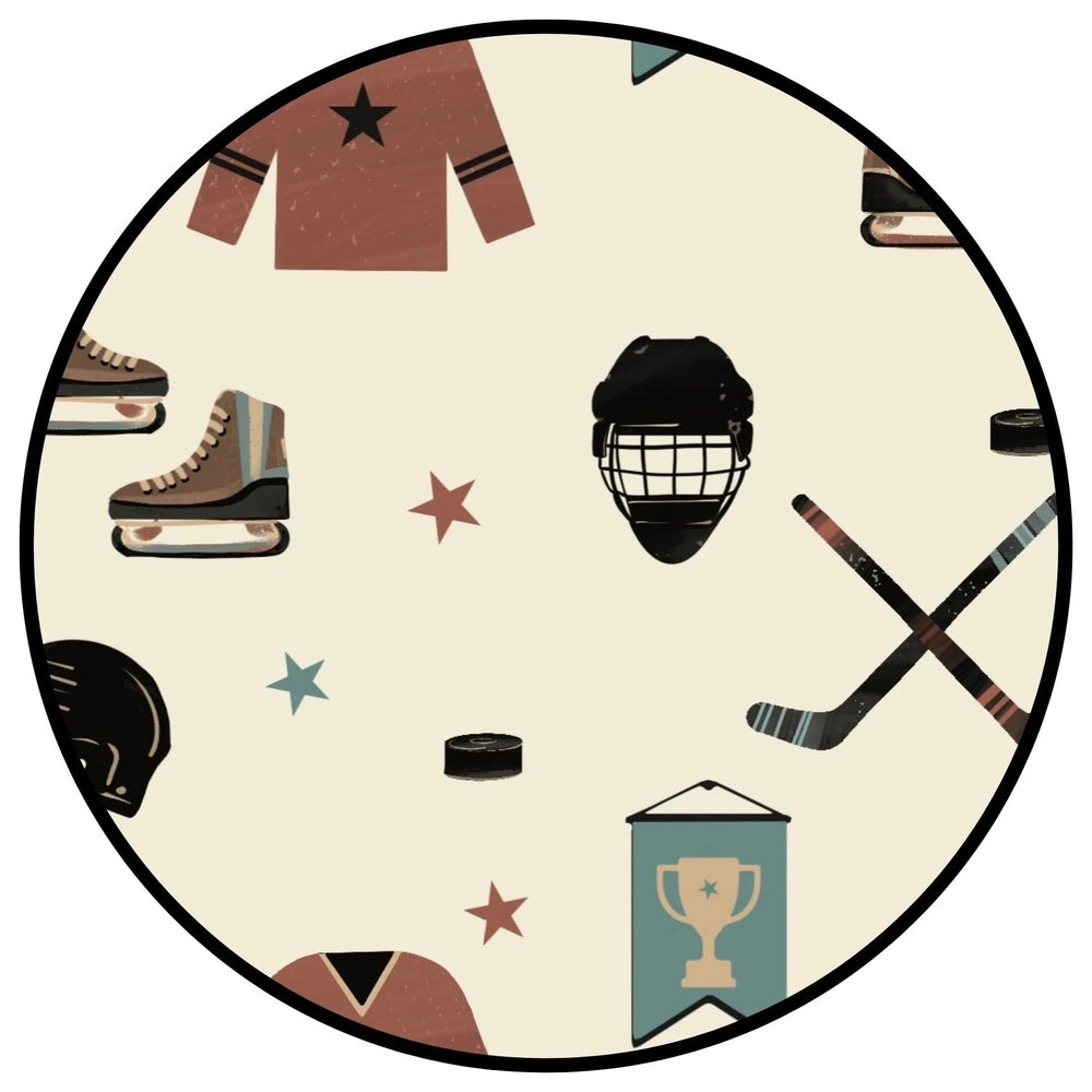 Emerson And Friends Hat Trick Hockey Bamboo Convertible Footie Romper in Beige and Multi hockey-pattern print