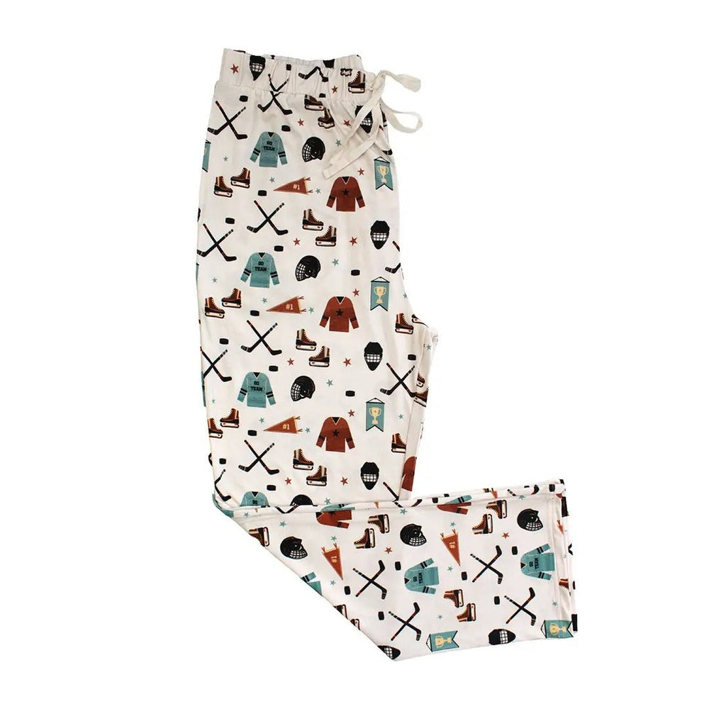 Patterned pajama pants on a white background