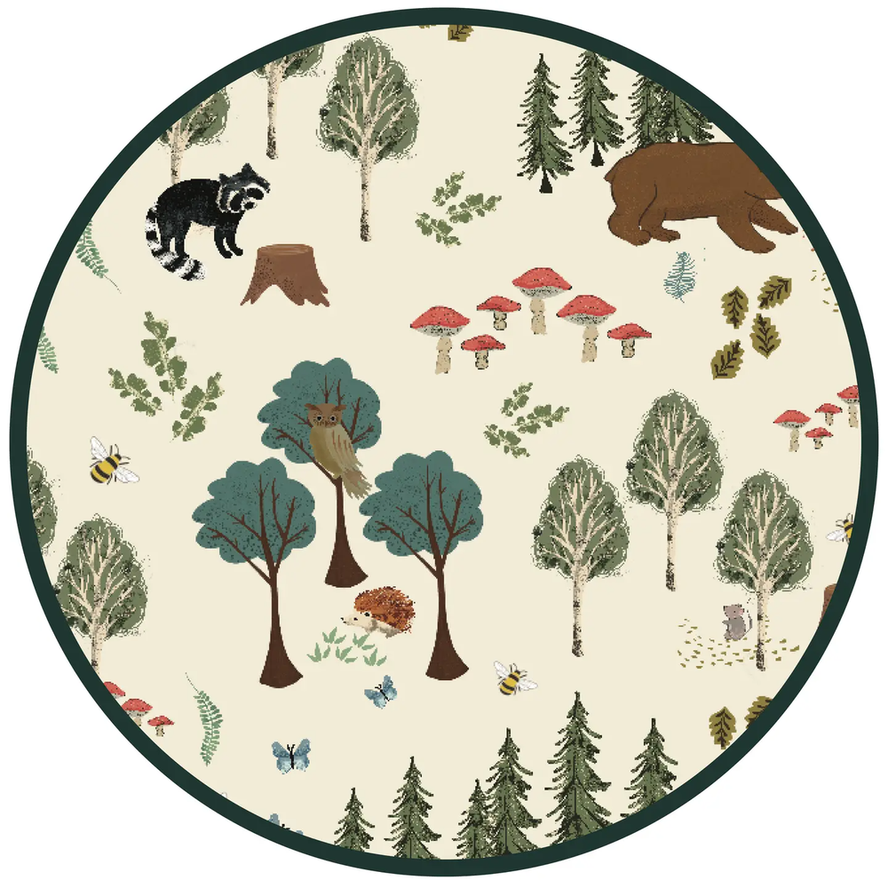 Emerson And Friends In the Woods Bamboo Gown and Hat Newborn Gift Set in Green Multi woodland print.