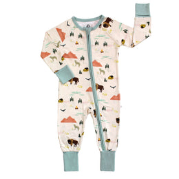 Emerson And Friends On The Ranch Bamboo Convertible Baby Pajama Beige And Multi