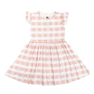 Emerson And Friends Pink Gingham Short Sleeve Bamboo Twirl Dress