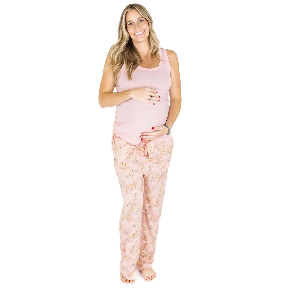 Emerson And Friends Spring Meadow Relaxed Bamboo Lounge Pajama Pants Pink And Multi