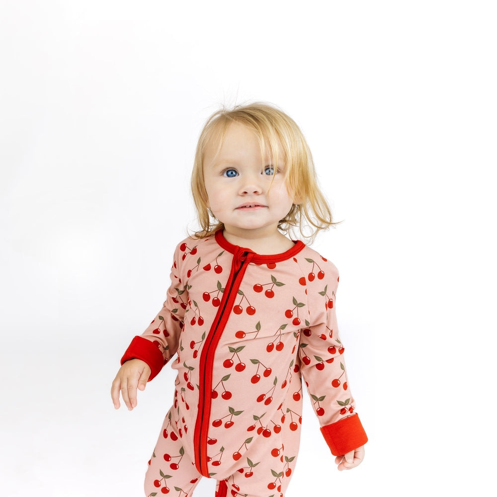 Very Cherry Bamboo Convertible Footie Romper Pink