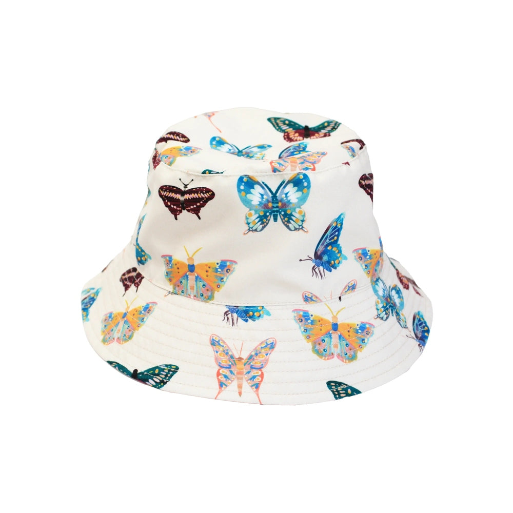 Emerson And Friends Wings of Paradise Butterflies Reversible Bucket Hat Beige And Multi