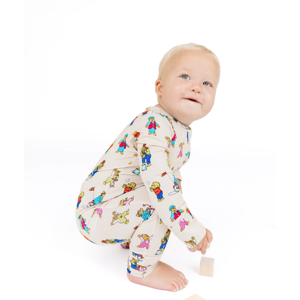 Emerson And Friends Wings of Paradise Butterflies Bamboo Convertible Footie Romper Beige And Multi