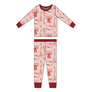 Emerson And Friends Candy Cane Coquette Two-Piece Bamboo Christmas Pajama Set Pink And Multi