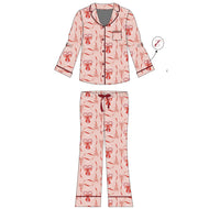 Emerson And Friends Candy Cane Coquette Womens Bamboo Christmas Pajama Set Pink And Multi