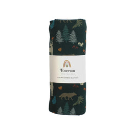Emerson And Friends Midnight Forest Luxury Bamboo Swaddle Blanket Green And Multi
