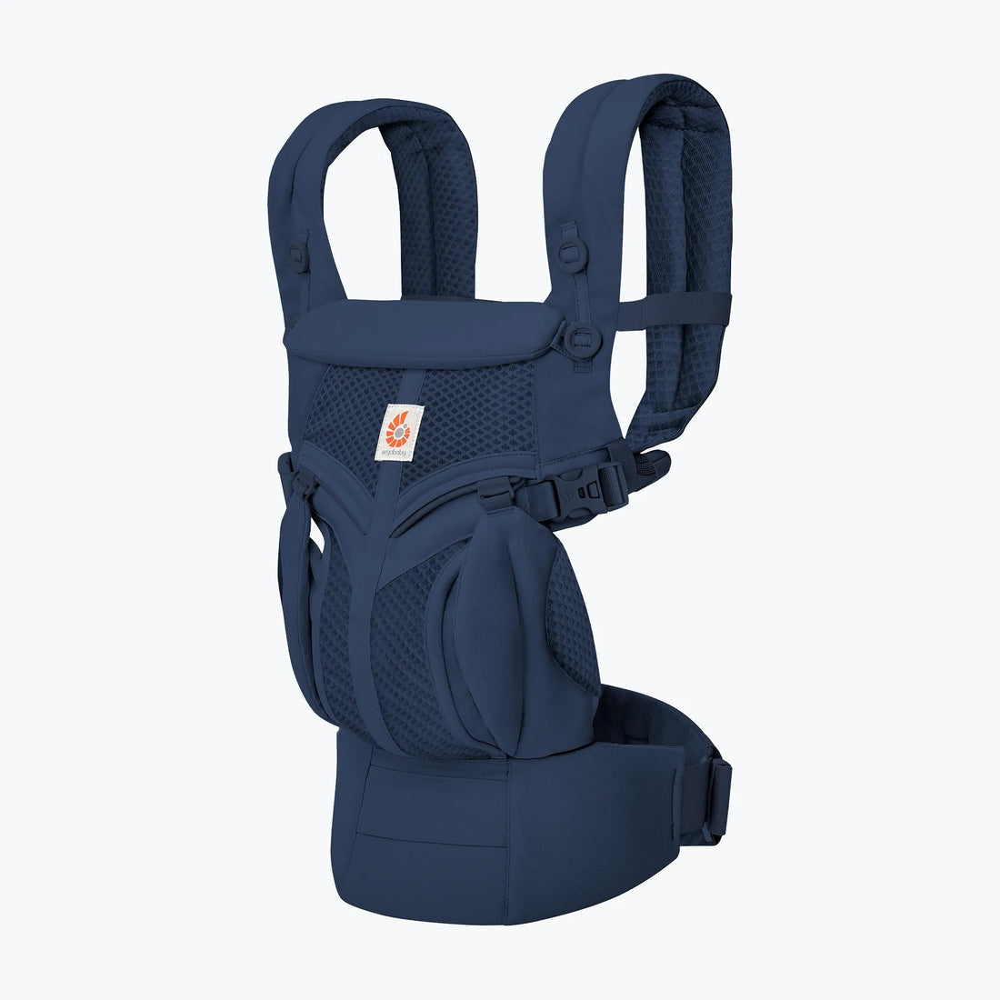 Ergobaby Omni Classic Mesh Baby Carrier Midnight Blue worn with baby for everyday carrying