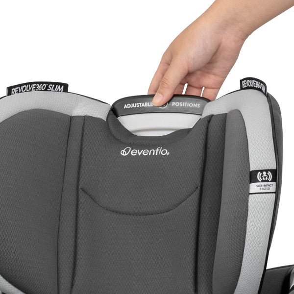 Evenflo Gold Revolve360 Slim 2-in-1 Rotational Car Seat with SensorSafe, dark gray cushions