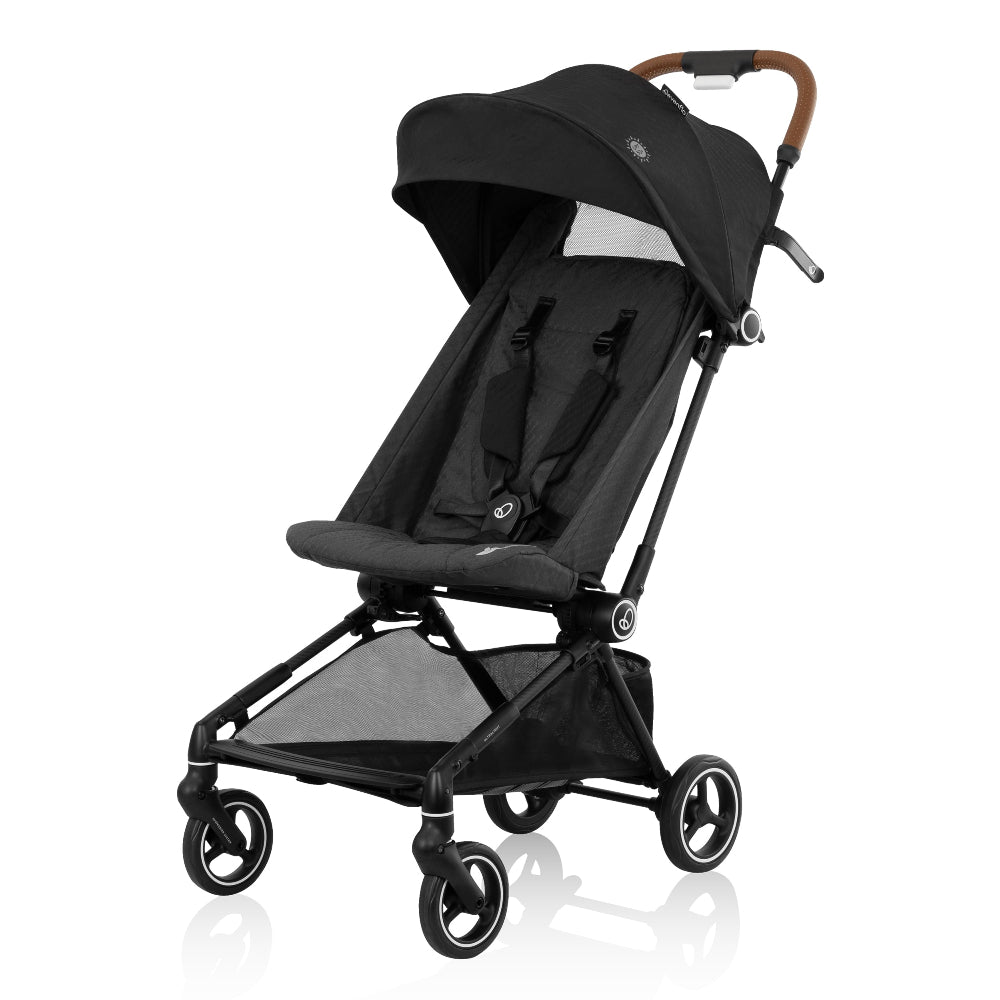 Evenflo Hummingbird ultralight carbon fiber stroller in black with canopy and storage basket