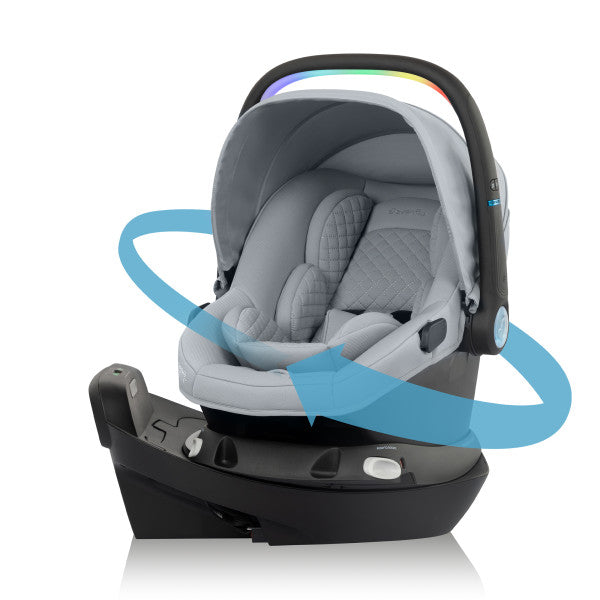 Evenflo Revolve180 Litemax NXT rotational infant car seat in gray with base