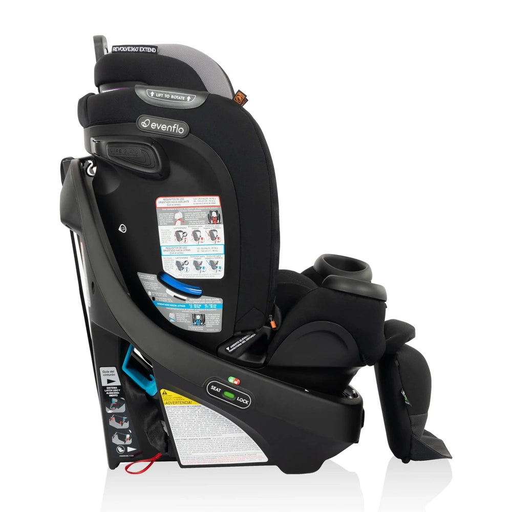Evenflo Revolve360 Extend rotational all-in-one car seat, Revere Gray with quick-clean cover