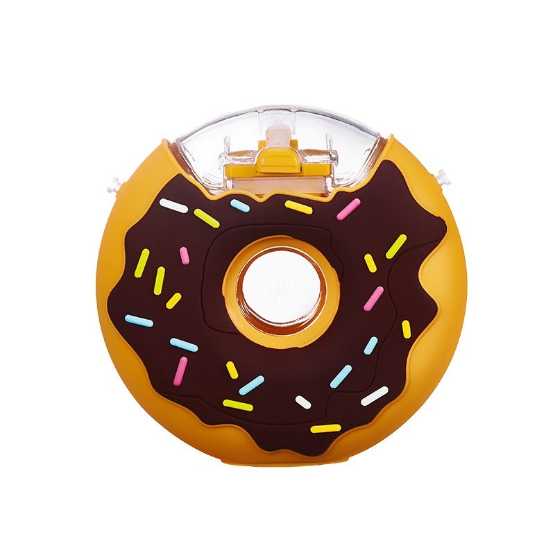 FamilyOut donut water bottle in chocolate glaze with colorful sprinkles and yellow rim