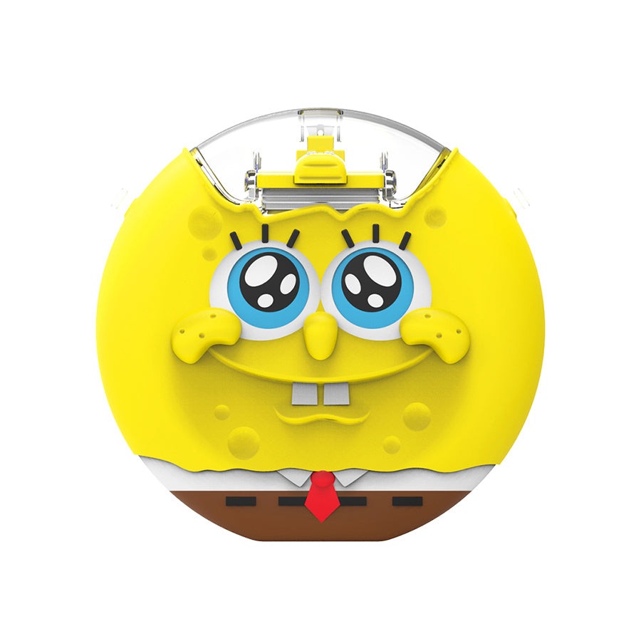 FamilyOut SpongeBob Donut Water Bottle, yellow round bottle featuring SpongeBob face with red tie