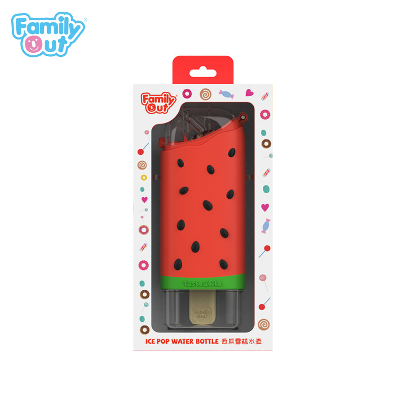 Family Out Ice Pop Water Bottle Watermelon red bottle with green cap, 1 piece