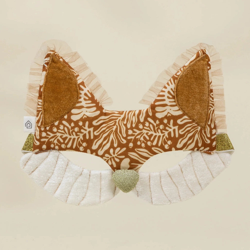 Fabric collar with brown and white pattern on a beige background