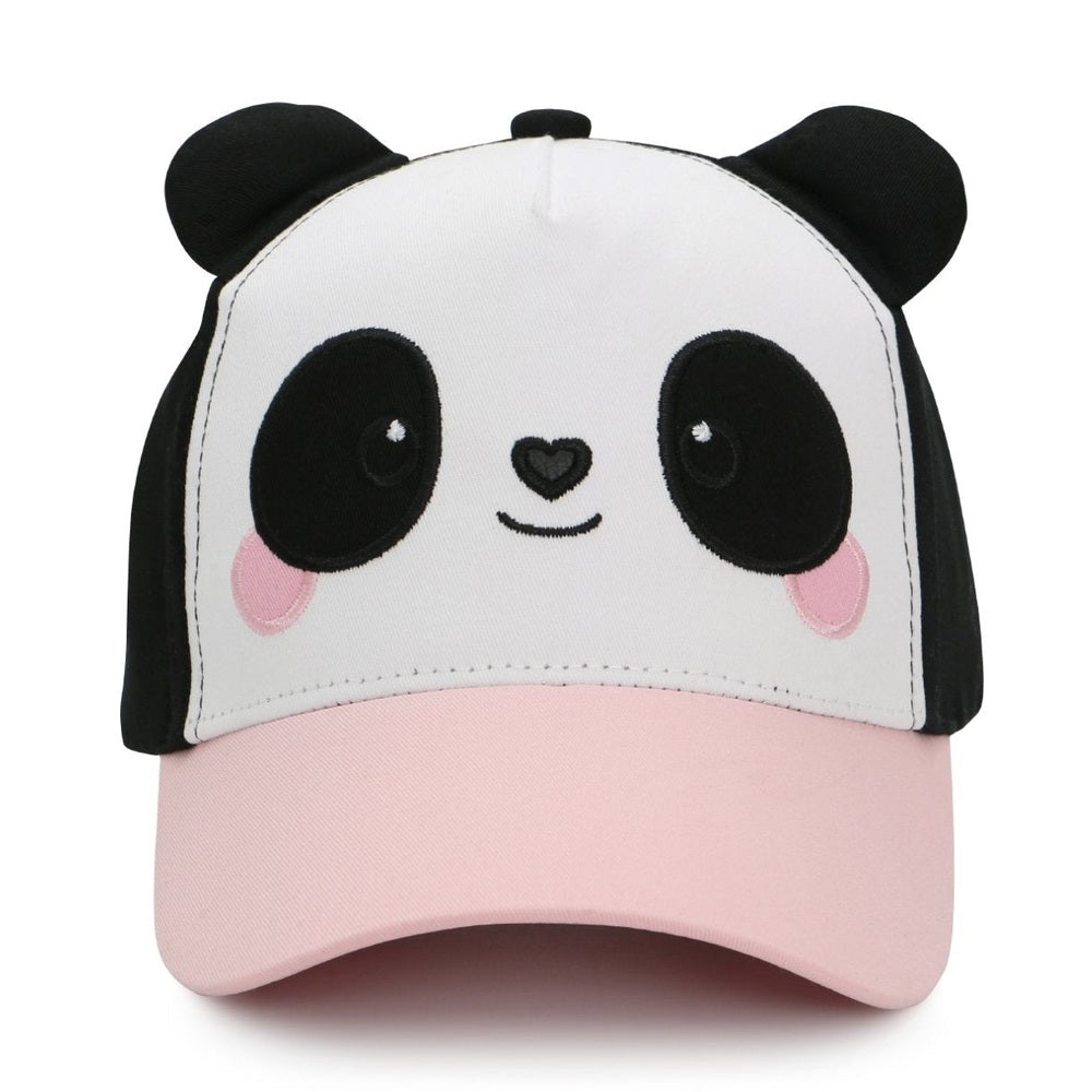 Flapjackkids 3D Panda Cap pink brim with black panda face and ears