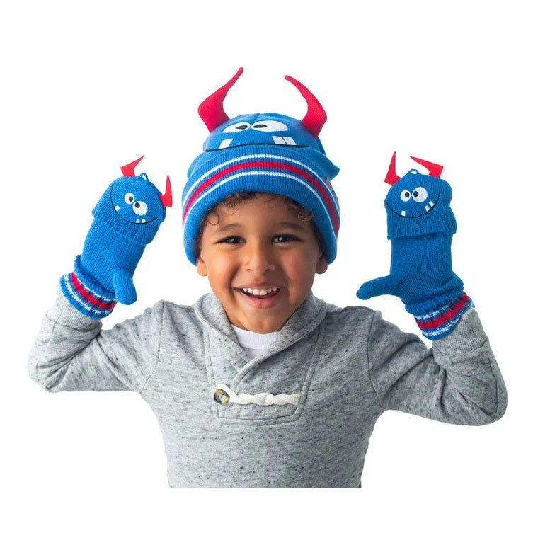 Flapjackkids Knitted Fingerless Gloves W/Flap Monster