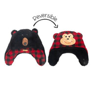Flapjackkids Reversible Kids Sherpa Hat Black Bear & Monkey